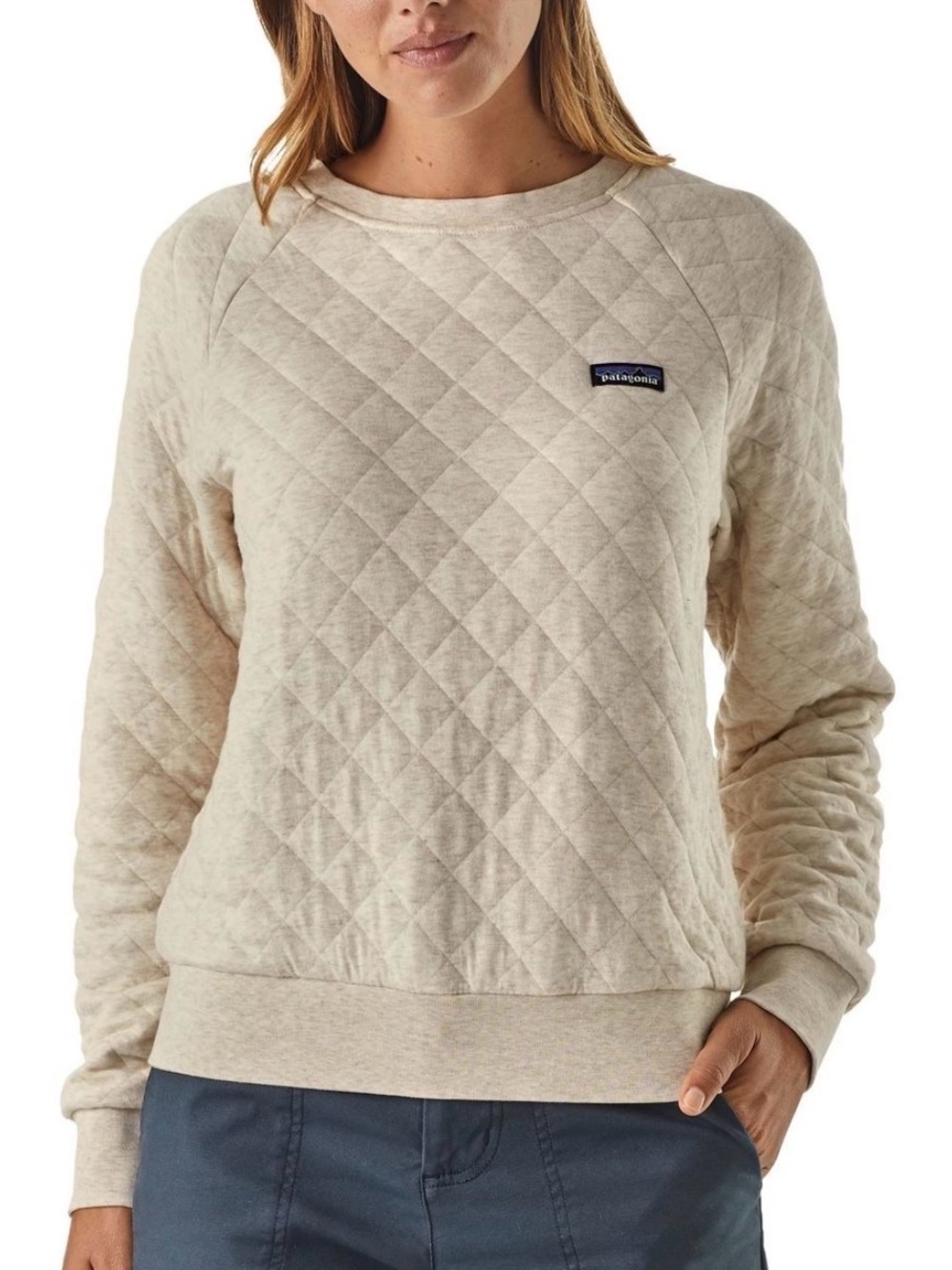 Patagonia Quilted Crewneck Sweatshirt in color Calcium small organic cotton